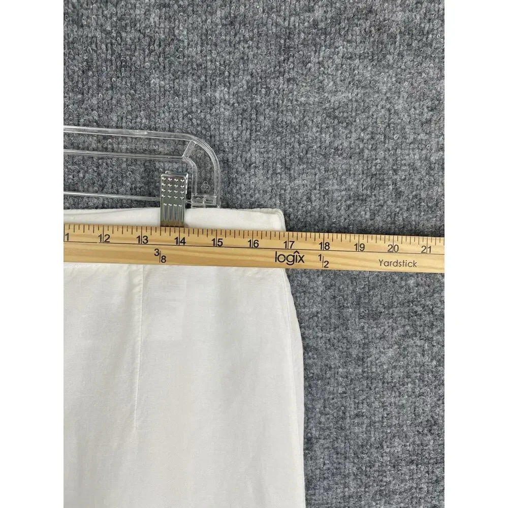 H&M Linen Blend Strech Palazzo Pants, Drawstring Size Large White Boho Lagenlook